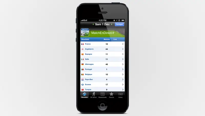 Application gratuite Résultats Foot en Direct sur iTunes